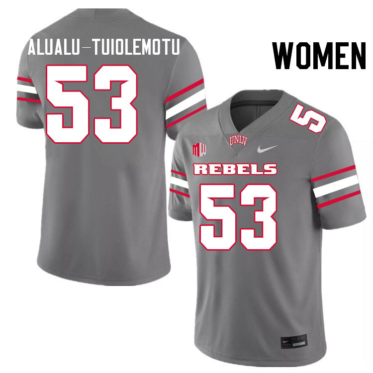 Women #53 Blesyng Alualu-Tuiolemotu UNLV Rebels College Football Jerseys Stitched-Grey